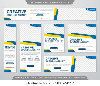 set of promotion kit template with clean style and abstract background use for social media ads