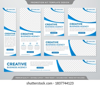 set of promotion kit template with clean style and abstract background use for social media ads