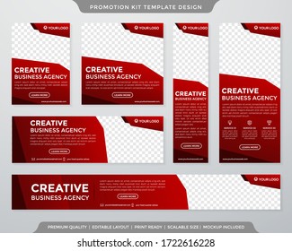 Set Of Promotion Kit Template Design With Abstract Style And Minimalist Concept Use For Business Banner And Promotion Ads 