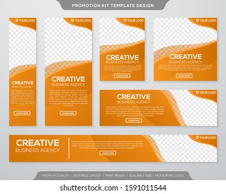 set of promotion kit template with simple layout and abstract style design