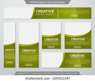 set of promotion kit template with simple layout and abstract style design