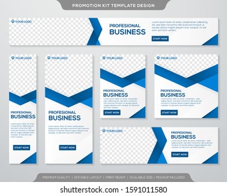 set of promotion kit template with simple layout and abstract style design