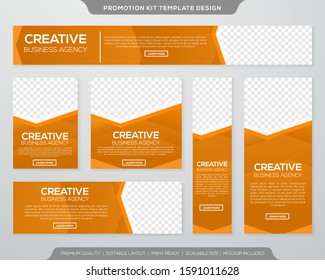 set of promotion kit template with simple layout and abstract style design