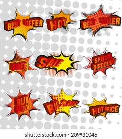 set of promotion sale elements