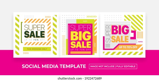 Set of promotion square banners Super Sale, Big Sale, Mega Sale,Special  Modern Banners Sale - Geometri Design Vector Illustration Design and Editable