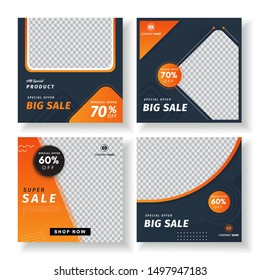 Set of promotion square banners template. Editable square abstract , sale banner template for social media post. 