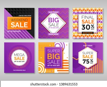 Set of promotion square banners. Vol.6
