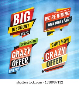 Set of promotional conceptual templates for banner, website, poster. Special offer tags. Vector illustration