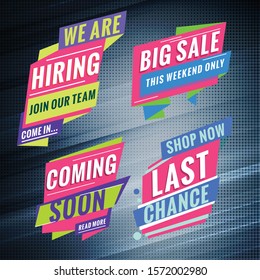 Set of promotional conceptual templates for banner, website, poster. Special offer tags. Vector illustration