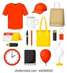 Set Of Promotional Gifts And Advertising Souvenirs.