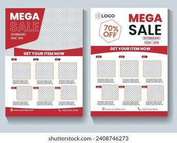 Set Of Promotional Mega sale Flyer template with Shape Special deal label design suitable for promotion 