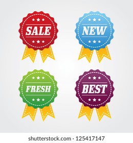 Set of Promotional Vector Labels With Ribbons