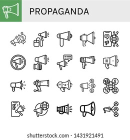 Set of propaganda icons such as Megaphone, Announce , propaganda