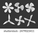 Set of Propeller icons vector. Propeller air, ventilator propeller, fan and blade, equipment propeller blower illustration, airplane propellers. Perfect for aviation-themed designs collection.