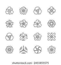 Set of propellers. Collection of colling fan icons. Vector illustration