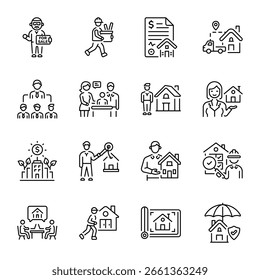 Set of Property Linear Style Icons 