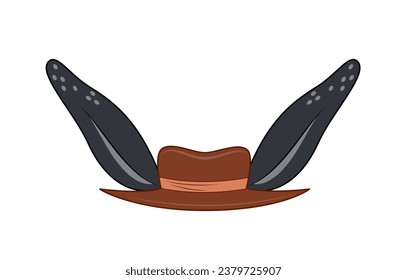 Set of props for Easter. Hat with bunny ears. International religious holiday. Fashion and style. Template and layout. Cartoon flat vector collection isolated on white background