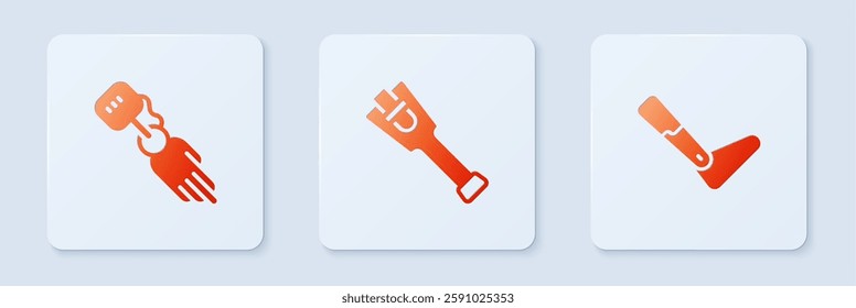 Set Prosthesis leg, hand and . White square button. Vector