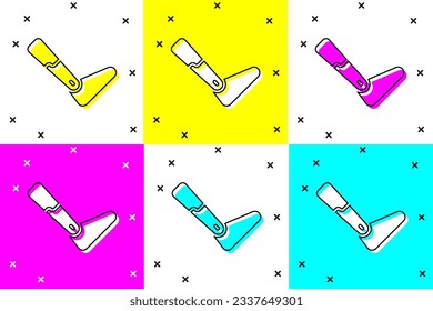 Establecer el icono de la pierna de la prótesis aislado en el fondo del color. Concepto futurista de pierna biónica, pierna mecánica robótica.  Vector