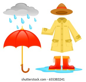 Set of protection against rain