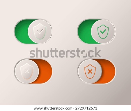 Set of Protection Button Icons On and Off