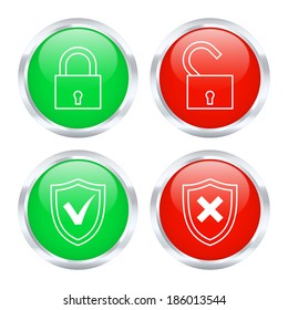Set of protection buttons. Vector illustration.