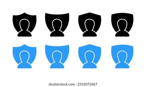 Establecer iconos de protección. Estilo plano de la silueta. Iconos del vector