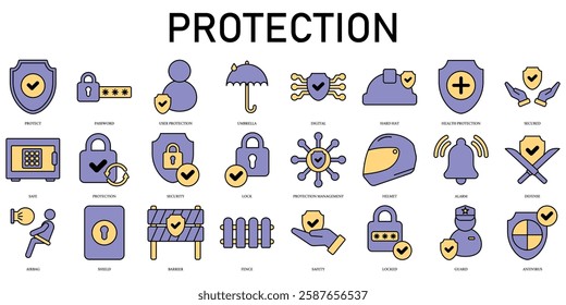 Set of Protection Icons or symbols Vector fully editable file