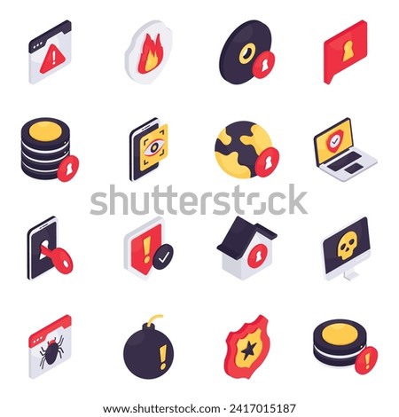Set of Protection Isometric Icons

