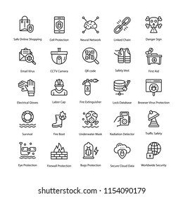 
Set of Protection Line Vector Icons
