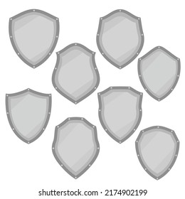 Icono de conjunto de protección de escudo metálico