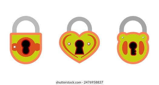 Conjunto De Candados De Protección Sobre Fondo Blanco.