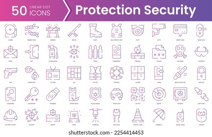 Conjunto de iconos de seguridad de protección. Conjunto de iconos de estilo de degradado. Ilustración vectorial