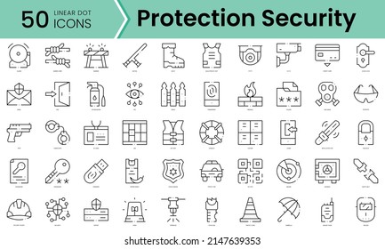 Set of protection security icons. Line art style icons bundle. vector illustration