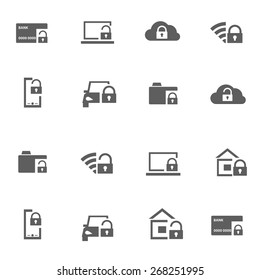 Set of protection security vector icons in black style