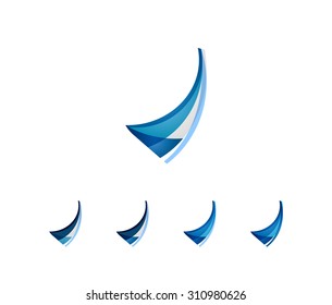 Set of protection shield logo concepts. Color flowing wave design icons on white