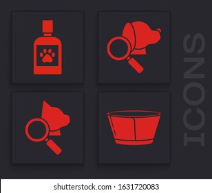 Set Protective cone collar, Dog medicine bottle, Veterinary clinic symbol and Veterinary clinic symbol icon. Vector