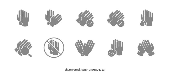 Set of protective gloves gray icon. Hand protection, cleaning and disinfection and more.