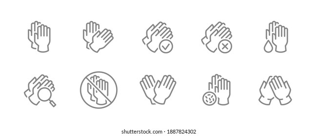 Set of protective gloves line icon. Hand protection, cleaning and disinfection and more.