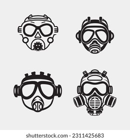 set of Protective toxic mask vector isolated on white background