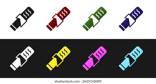 Set Protein sport bar icon isolated on black and white background. Energy snack icon. Organic sweets.  Vector