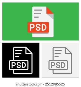 Set Psd document file format. complete flat file type icon for design needs. Can be used for websites, UI and interfaces.