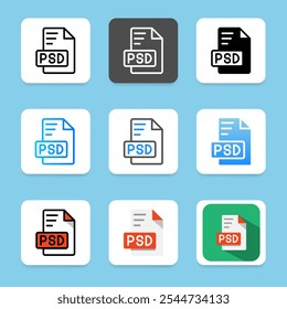 Set psd document file icon. can be used for format, extension and file type.