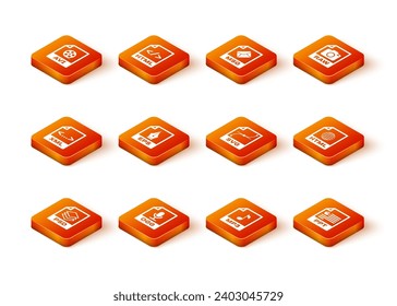 Set PSD file document, OGG, XML, EPS, MP3 icon. Vector