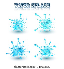 Set of pseudo-3d water spashes. Vector illustration. Can be used for promotion of drinks, advertising, eco design and other businesses. Tones are different.