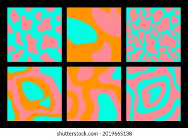 Conjunto psicodélico de los años 70 con formas abstractas que se derriten.