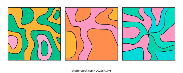 Conjunto psicodélico de los años 70 con formas abstractas que se derriten.
