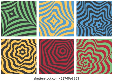 Set Psychedelic style of Abstract groovy background for use as backdrop, poster, wallpaper or cover