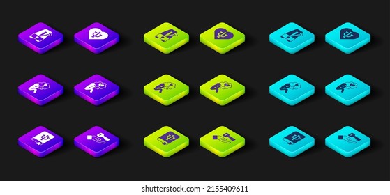 Set Psychology Book, Psi, Solution To The Problem, Head With Question Mark, Broken Heart Or Divorce, Psychology, And Metronome Pendulum Icon. Vector