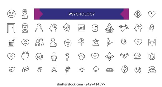 Set of Psychology and mental health icons. Thin linear style icons Pack.